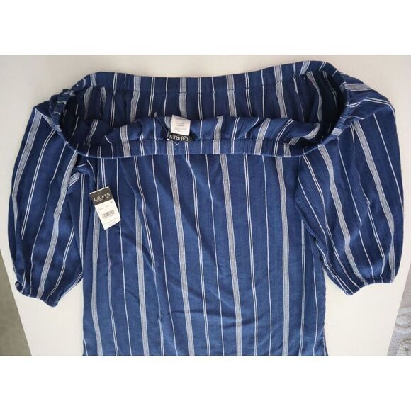 Lauren Ralph Lauren Women Sz XL Blue Stripe Off-the-Shoulder Cover-Up Dress - Picture 3 of 10